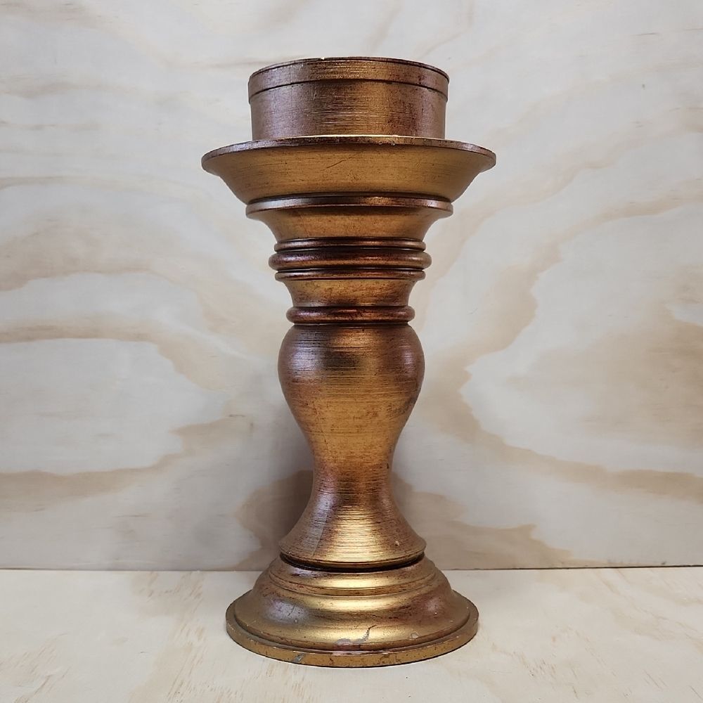 Elegant Gold Candle Holder Plastic Italy Home Decor Holidays Chunky